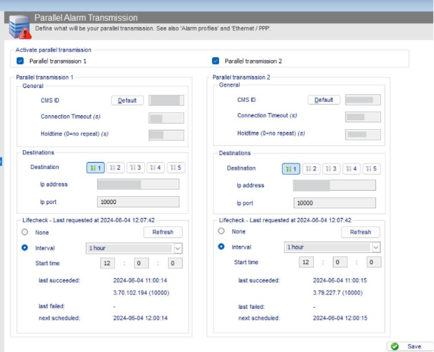 ADPRO Parallel Alarm Transmission